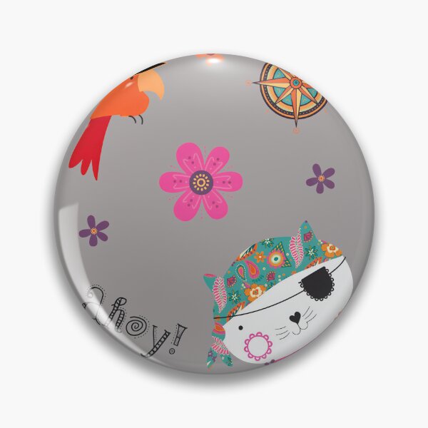 Item preview, Ahoy Pirate Cat with Parrot Floral Design-43 designed and sold by AnetteSchaller.