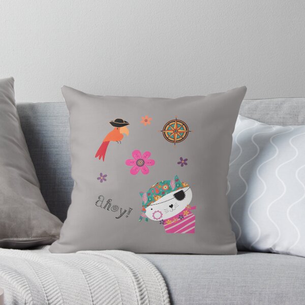 Item preview, Ahoy Pirate Cat with Parrot Floral Design-43 designed and sold by AnetteSchaller.