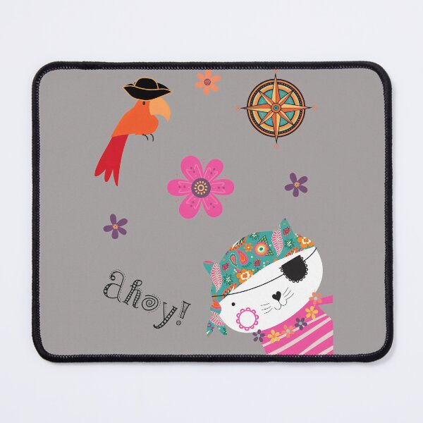 Item preview, Ahoy Pirate Cat with Parrot Floral Design-43 designed and sold by AnetteSchaller.
