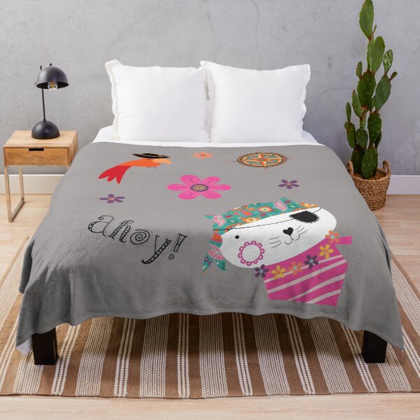 Item preview, Ahoy Pirate Cat with Parrot Floral Design-43 designed and sold by AnetteSchaller.