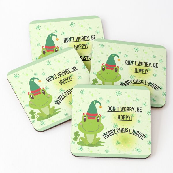 Item preview, Cute Christmas Elf Frog - Don't Worry Be Hoppy Holiday designed and sold by ArtByLilitUA.