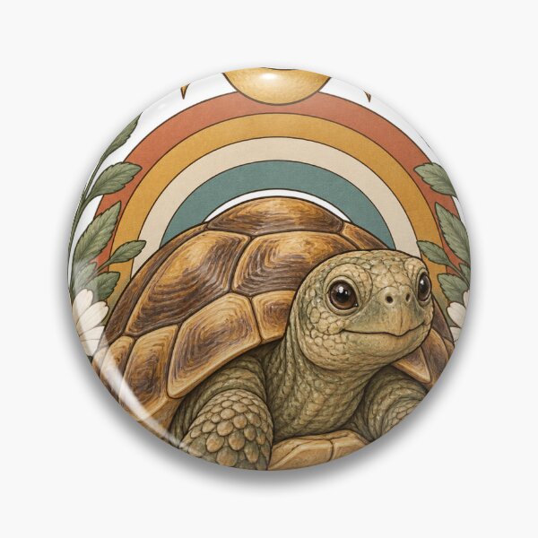 Item preview, Retro Celestial Tortoise with Crescent Moon and Daisies designed and sold by Pixel & Ponder.