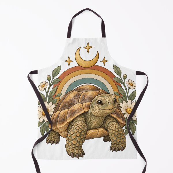 Item preview, Retro Celestial Tortoise with Crescent Moon and Daisies designed and sold by Pixel & Ponder.
