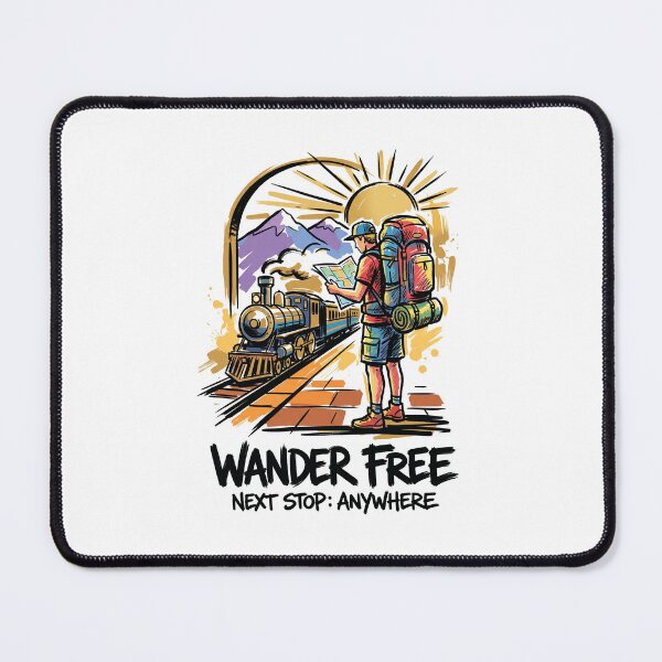 Item preview, Backpacker Train Station Travel Adventure Art designed and sold by Merch by Das Design Studio.