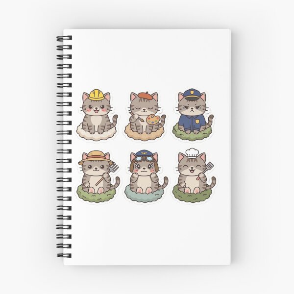 Item preview, Kawaii Cat Occupations Stickers – Set of 6 Cute Professional Tabby Vector Designs designed and sold by PrintforDesign.