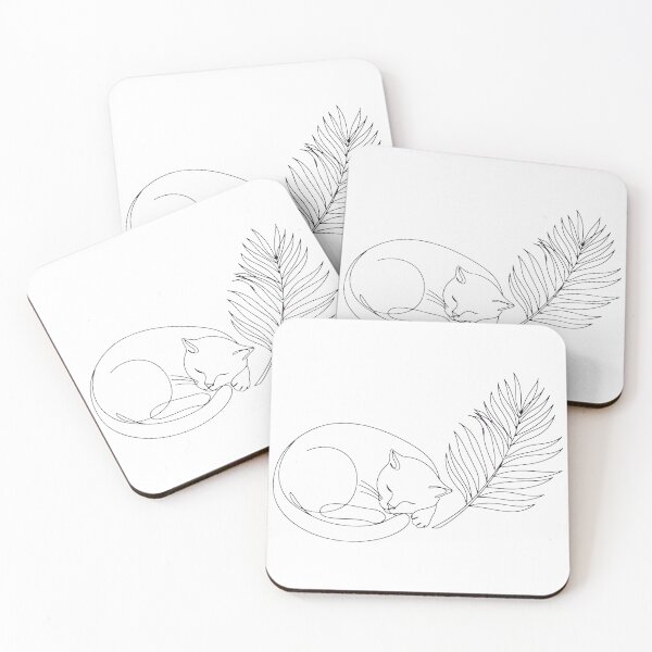Item preview, Minimalist Cat Palm Leaf Single Line Art - Modern Cat Lover designed and sold by Htkester1.