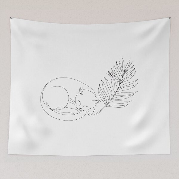 Item preview, Minimalist Cat Palm Leaf Single Line Art - Modern Cat Lover designed and sold by Htkester1.