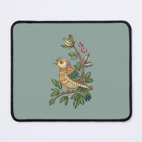 Item preview, Stylized Folk Art Bird on Botanical Branch | Indian Art designed and sold by Sakshiartwork.