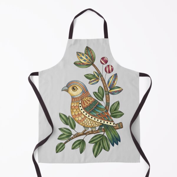 Item preview, Stylized Folk Art Bird on Botanical Branch | Indian Art designed and sold by Sakshiartwork.