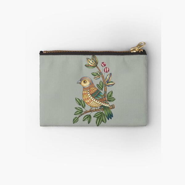 Item preview, Stylized Folk Art Bird on Botanical Branch | Indian Art designed and sold by Sakshiartwork.
