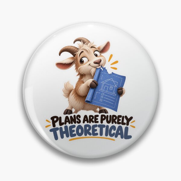 Item preview, Plans Are Purely Theoretical – Funny Goat Chaotic Planning Sticker designed and sold by biomood.