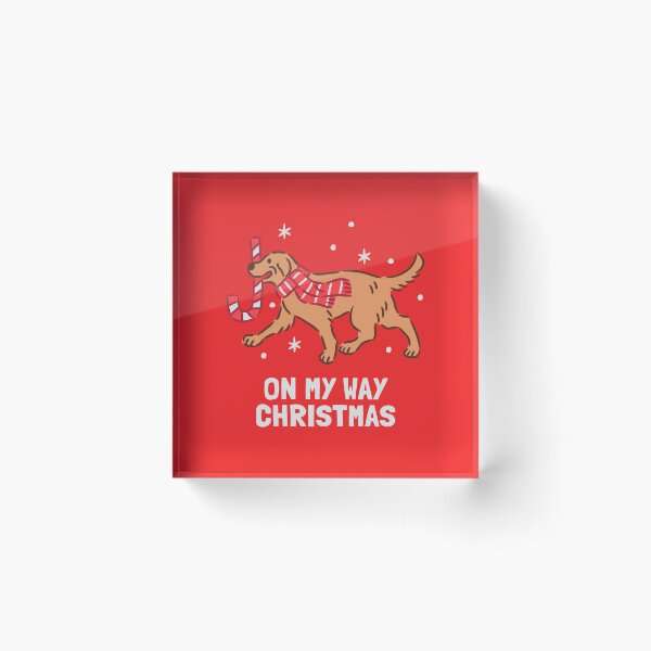Item preview, Golden Retriever Dog running with Christmas Candy Cane designed and sold by monkik.