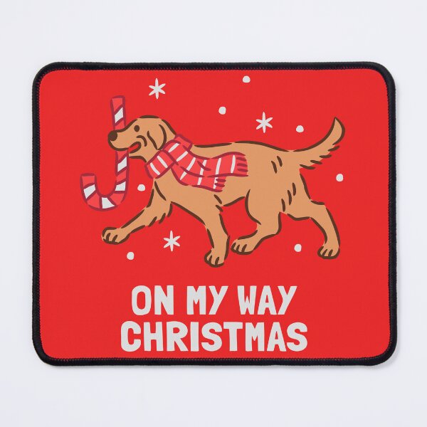 Item preview, Golden Retriever Dog running with Christmas Candy Cane designed and sold by monkik.