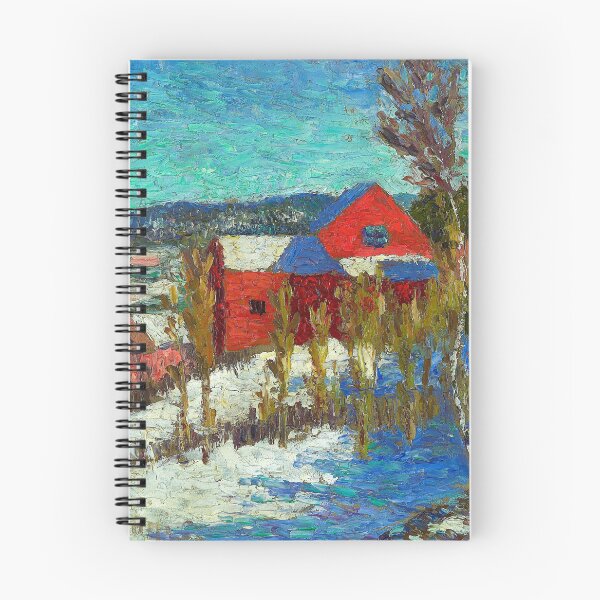 Item preview, The red barn in snow landscape painting print by Konrad Mägi  designed and sold by Jéanpaul  Ferro.