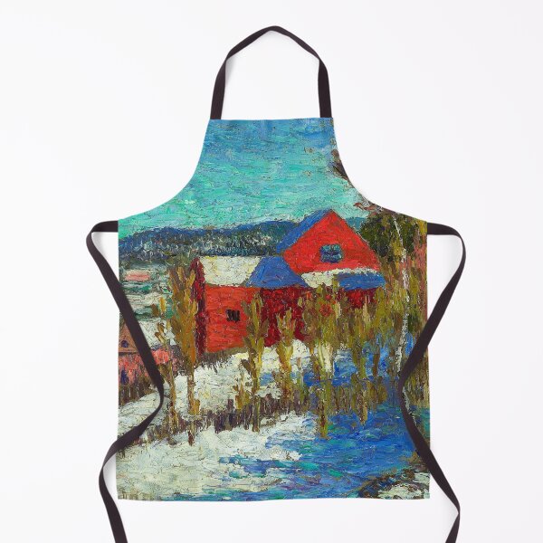 Item preview, The red barn in snow landscape painting print by Konrad Mägi  designed and sold by Jéanpaul  Ferro.