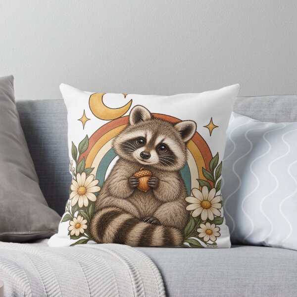 Item preview, Retro Celestial Raccoon with Acorn and Daisies designed and sold by Pixel & Ponder.