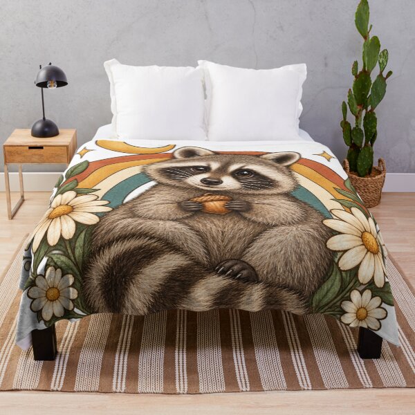Item preview, Retro Celestial Raccoon with Acorn and Daisies designed and sold by Pixel & Ponder.