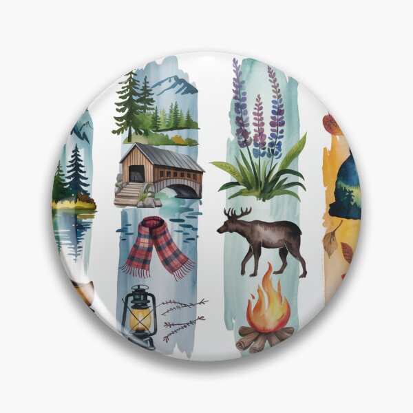 Item preview, New Hampshire Woods Watercolor – Covered Bridge & Moose designed and sold by Marie Gems.