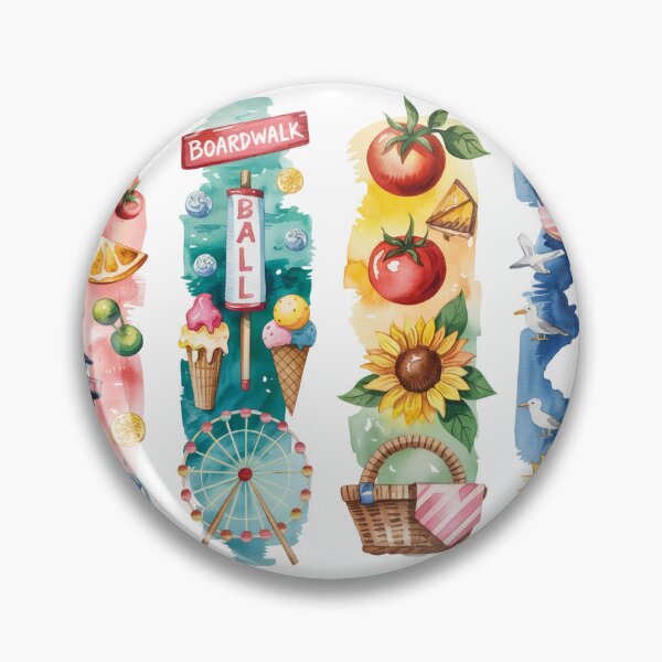 Item preview, New Jersey Shore Watercolor – Boardwalk & Tomatoes designed and sold by Marie Gems.