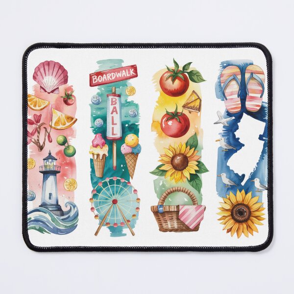 Item preview, New Jersey Shore Watercolor – Boardwalk & Tomatoes designed and sold by Marie Gems.