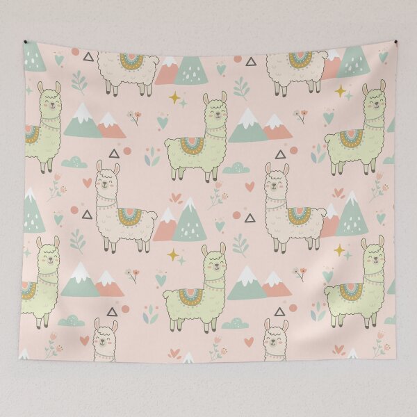 Item preview, Cute Llama Mountain Seamless Pattern designed and sold by prapapon.