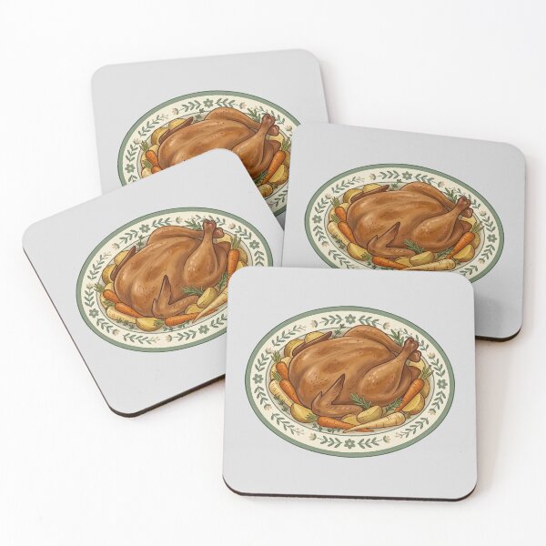 Item preview, Roast Chicken on Green Floral Platter designed and sold by hattie's.