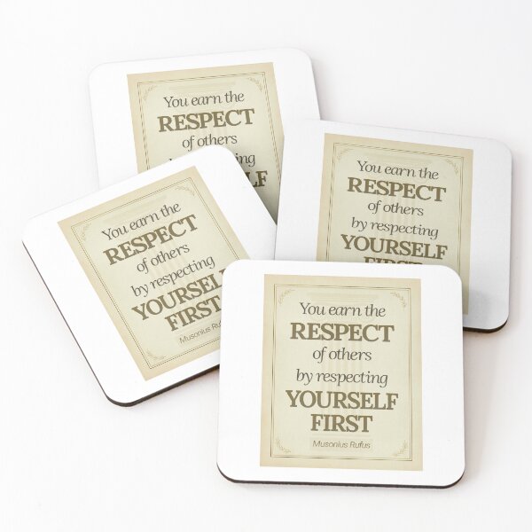 Item preview, You Earn the Respect of Others by Respecting Yourself First - Musonius Rufus - Elegant Script Stoic Quote - Black and Gold Version designed and sold by Stoic Core.