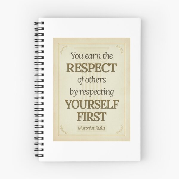 Item preview, You Earn the Respect of Others by Respecting Yourself First - Musonius Rufus - Elegant Script Stoic Quote - Black and Gold Version designed and sold by Stoic Core.