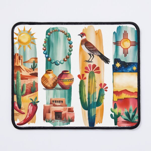 Item preview, New Mexico Desert Watercolor – Adobe & Roadrunner designed and sold by Marie Gems.