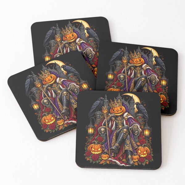 Item preview, Halloween Pumpkin King Gothic Skeleton Raven Jack O Lantern Spooky Horror designed and sold by Rtcraftani.