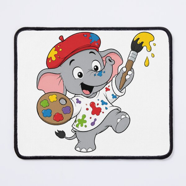 Item preview, Cute Little Painter Elephant With Palette And Brush Cartoon Graphic Tee Design designed and sold by Nubian Style.