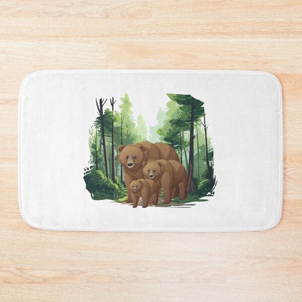 Item preview, Grizzly Bear Family in the Forest Illustration designed and sold by Palette _Vibes.