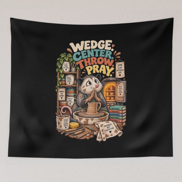 Item preview, Wedge Center Throw Pray Funny Pottery Opossum designed and sold by Ridaelb.