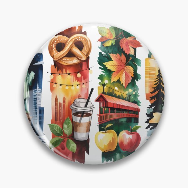 Item preview, New York Watercolor – Liberty, Skyline & Apples designed and sold by Marie Gems.
