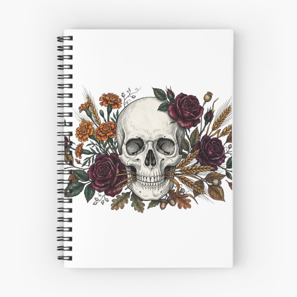 Item preview, Gothic Skull with Dark Roses and Autumn Floral Bouquet designed and sold by KMKDesignStudio.