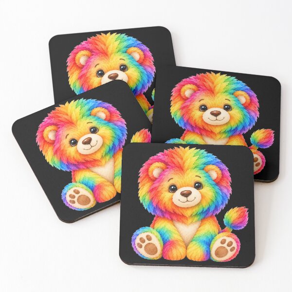 Item preview, Cute Rainbow Colorful Lion Toy on Black Shapes Mania designed and sold by Shapes-Mania.