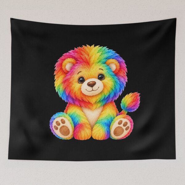 Item preview, Cute Rainbow Colorful Lion Toy on Black Shapes Mania designed and sold by Shapes-Mania.