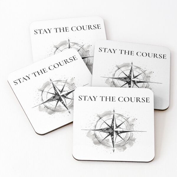 Item preview, Stay The Course - Minimalist Black Compass Motivational Quote designed and sold by emiliacreations.