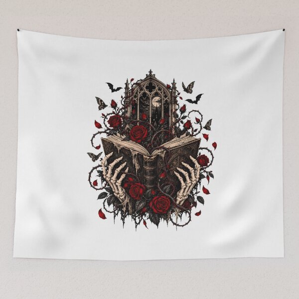 Item preview, Gothic Book Skeleton Rose Moon Dark Academia designed and sold by chattsuede.