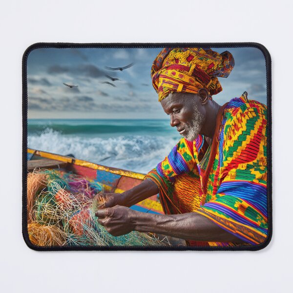 Item preview, Vibrant Fisherman at Work by the Seashore designed and sold by Artessie.
