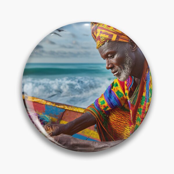 Item preview, Vibrant Fisherman at Work by the Seashore designed and sold by Artessie.