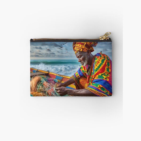 Item preview, Vibrant Fisherman at Work by the Seashore designed and sold by Artessie.