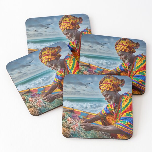 Item preview, Vibrant Fisherman at Work by the Seashore designed and sold by Artessie.