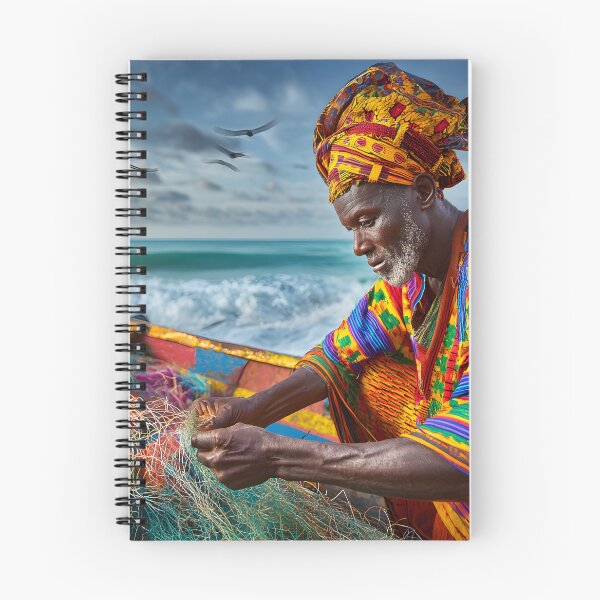 Item preview, Vibrant Fisherman at Work by the Seashore designed and sold by Artessie.