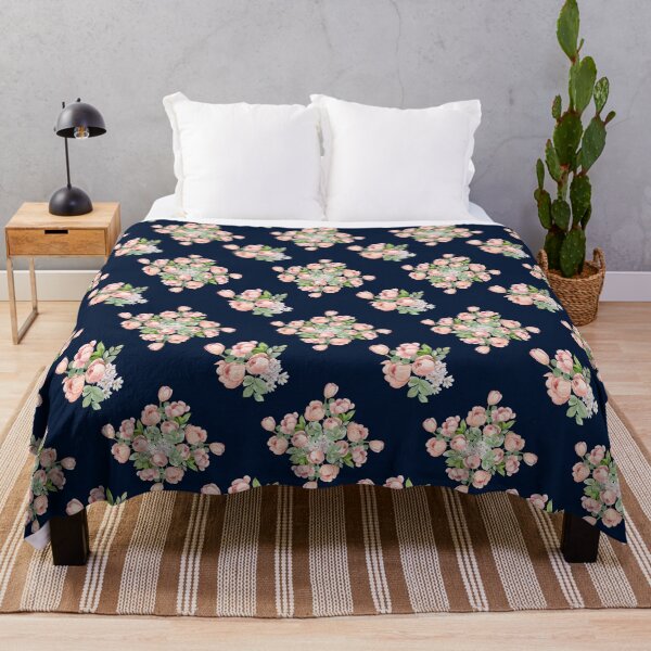 Item preview, Vintage Soft Pink Tulip Seamless Pattern on Dark Navy Blue designed and sold by Jyoti Digital Artist.