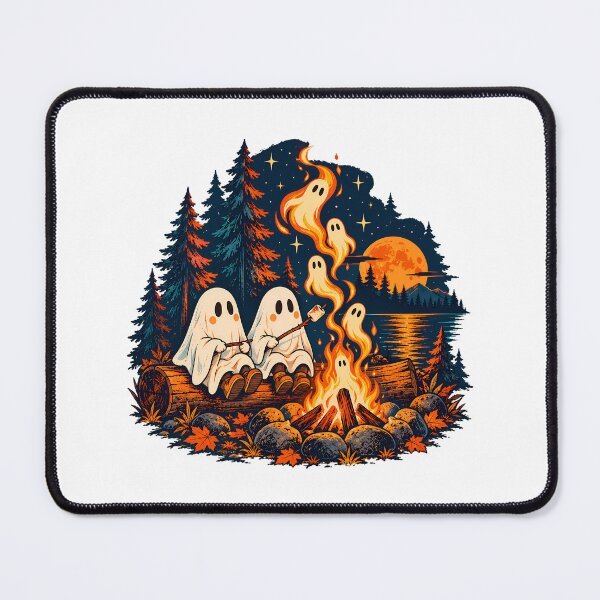 Item preview, Camping Ghost Roasting Marshmallow Halloween Hiker designed and sold by chattsuede.