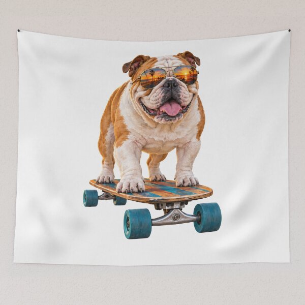 Item preview, Sunset Boardwalk Boss – English Bulldog on a Skateboard designed and sold by Russell Thorne.