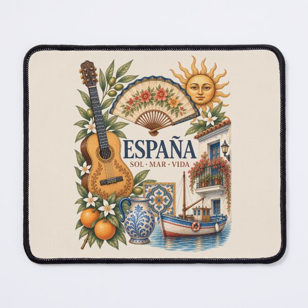 Item preview, España Sol Mar Vida – Spanish Travel & Culture Illustration designed and sold by PrintGo26.