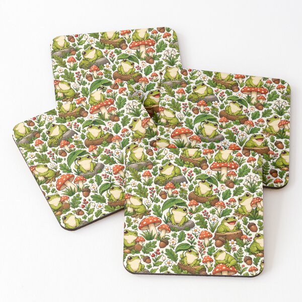 Item preview, Cute Frog Mushroom Woodland Pattern designed and sold by Haji  Kamora.