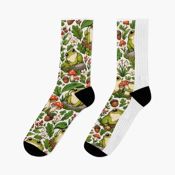 Item preview, Cute Frog Mushroom Woodland Pattern designed and sold by Haji  Kamora.